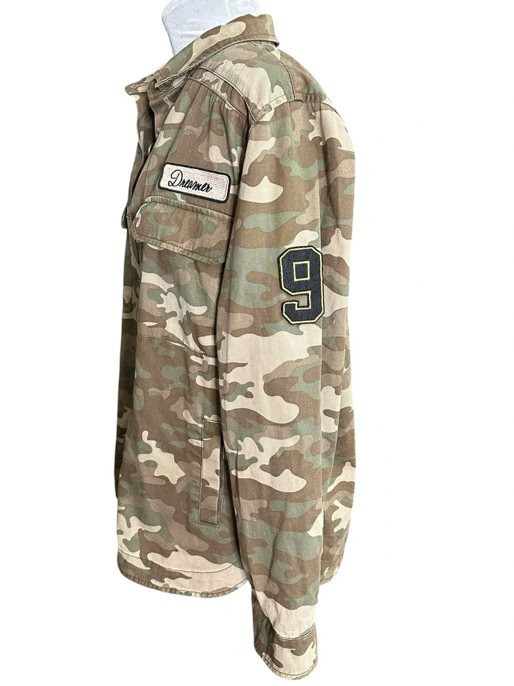 Forever 21 Green Brown Military Field Jacket Up To No Good, Dreamer. Size M - Picture 3 of 13